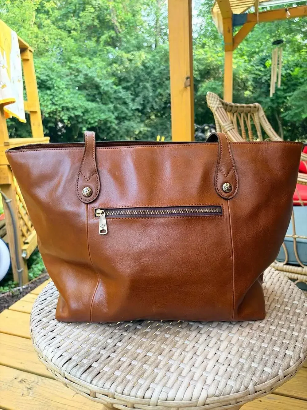Patricia Nash Luserna Leather Tote Bag in Cognac